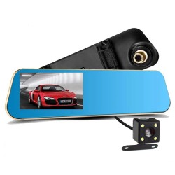 Автомобильный видеорегистратор-зеркало BLACKBOX V7 DVR 1080p с камерой заднего вида Black